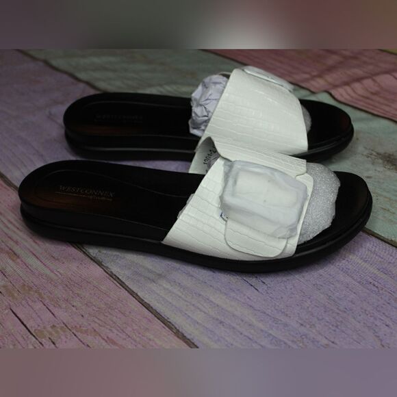 Women's Adjustable Buckle Non Slip Slides Slippers Size 10/10.5 - Picture 1 of 4
